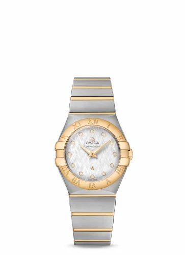 Omega Constellation Quartz 27 Brushed Stainless Steel / Yellow Gold / Silver Silk 123.20.27.60.52.001 (12320276052001)